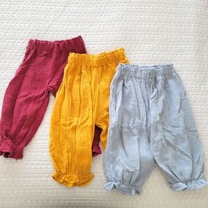 Gauze cotton toddler 2t boutique pants lot of 3